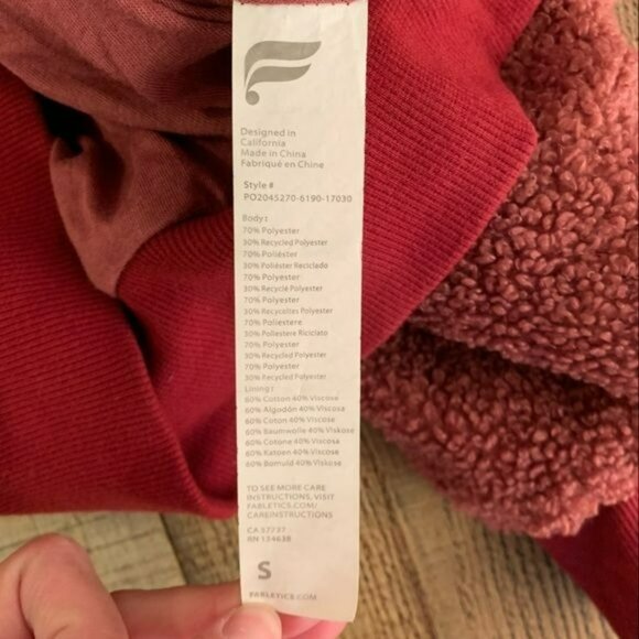 Fabletics womens size small red soft teddy bear pullover sweatshirt - Picture 4 of 8